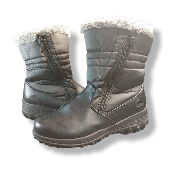 Totes Snow Boots Women’s 8 Henrique Black Winter Waterproof Faux Gray Fur - Picture 6 of 10